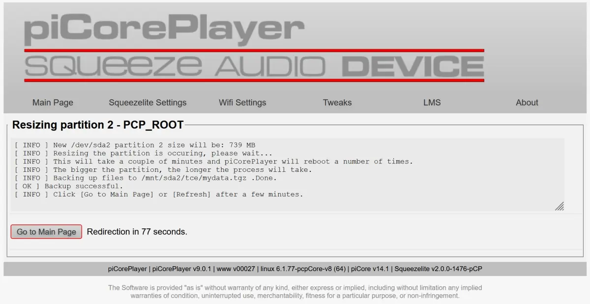 picoreplayer config fs03