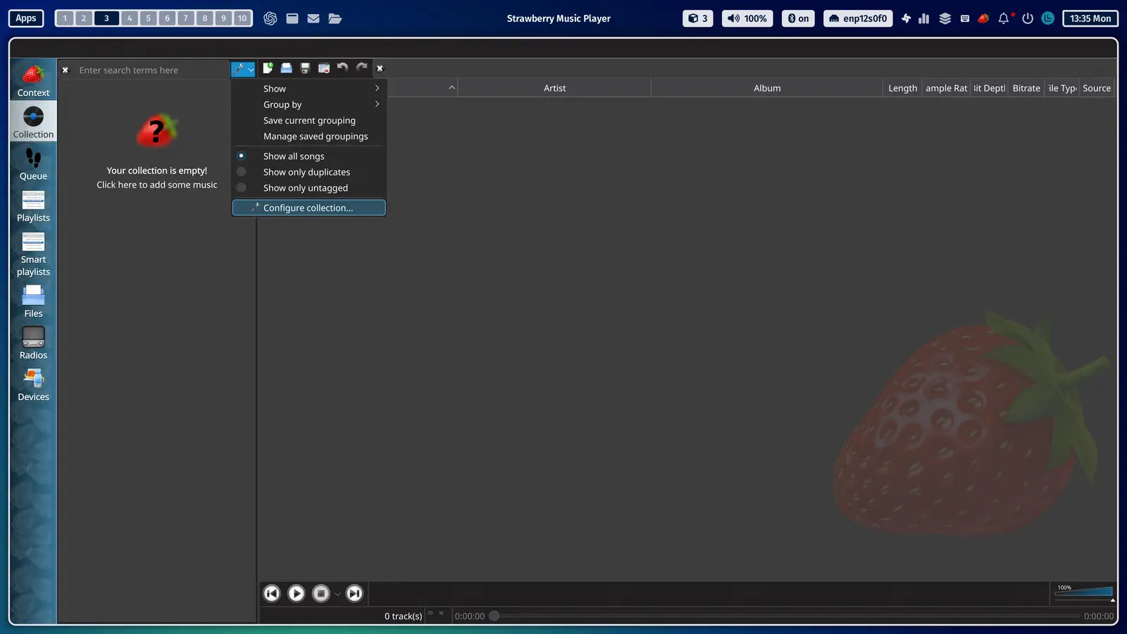 tool tutorial play music on linux with strawberry 02
